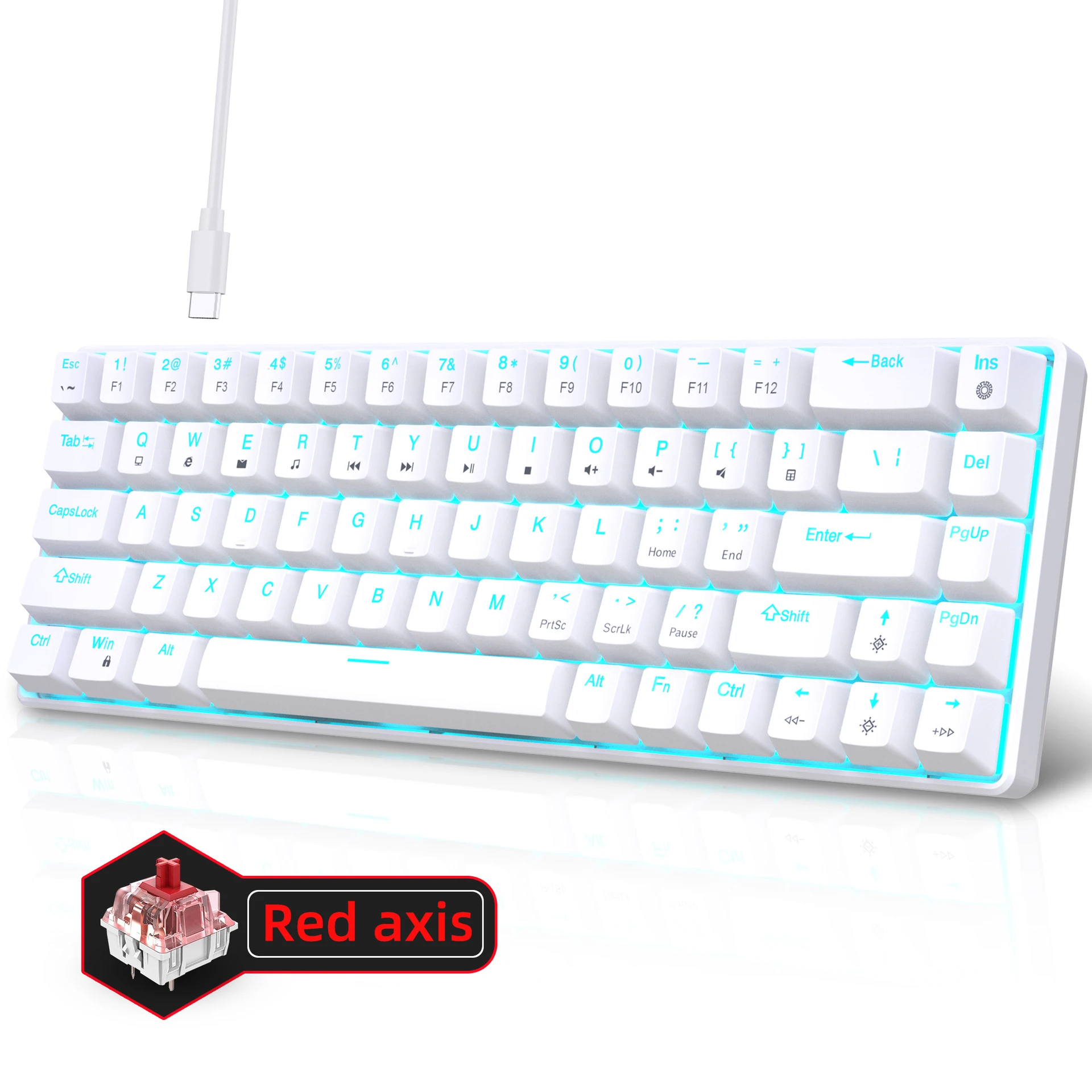 Gaming Keyboard Budget - Mechanical Keyboard Gaming 60% USB White